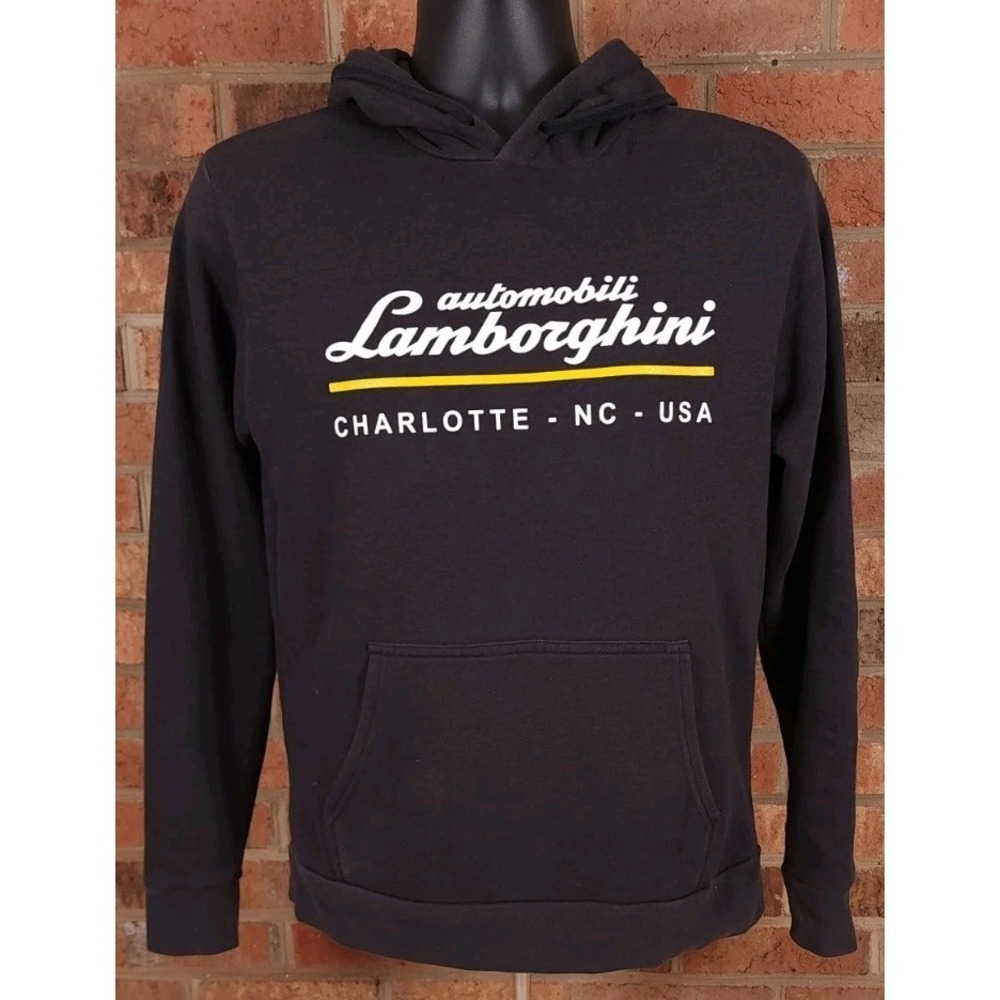 Automobili Lamborghini Charlotte NC Hoodie Sweatshirt Charcoal Gray Mens Small